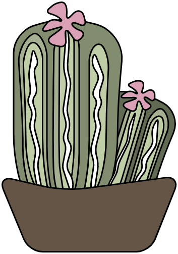 a picture of two potted cacti